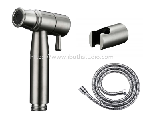 LIVINOX LHB-015SS  Stainless Steel Hand Bidet  With Water Level Control Knob  Bracket  1.2m Flexi Hose.