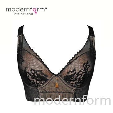 Modernform Sexy Women Black V Deep Bra Cup D with Emboidery Lace (P1183)