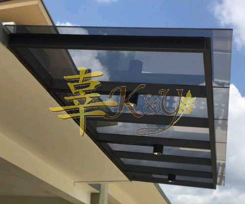 Mild Steel Laminate Glass Roof Awning-Ms 2x4(1.9)Hollow Frame 