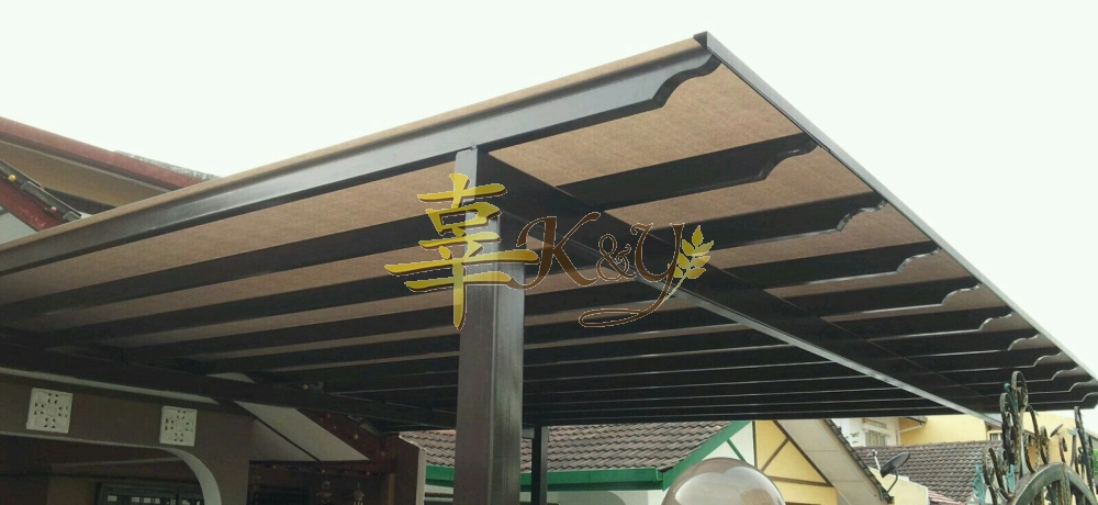 Mild Steel Polycarbonate Brown Color (Nu Serials 3mm) Pergola Roof Awning - Frame Ms 1 1/2x3(1.6) or 2x4(1.6) Hollow , Bean 2x5(1.9/2.3) Hollow, Pillar 4x4(1.9)Hollow 