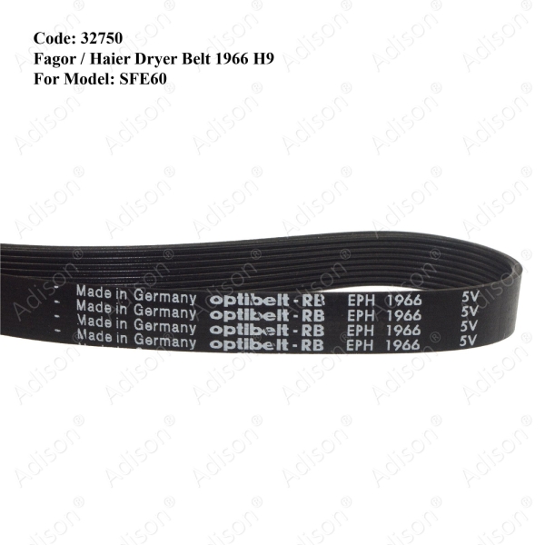 Code: 32750 Rib Belt 1966 H9 Fagor / Haier Dryer Belt SFE60/Haier Rib Belt Belting For Washer / Dryer Melaka, Malaysia Supplier, Wholesaler, Supply, Supplies | Adison Component Sdn Bhd