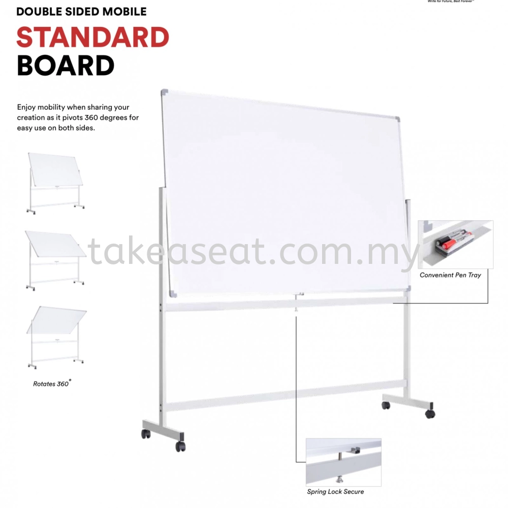 MOBILE DOUBLE SIDED MAGNETIC WHITEBOARD 4' X 3'