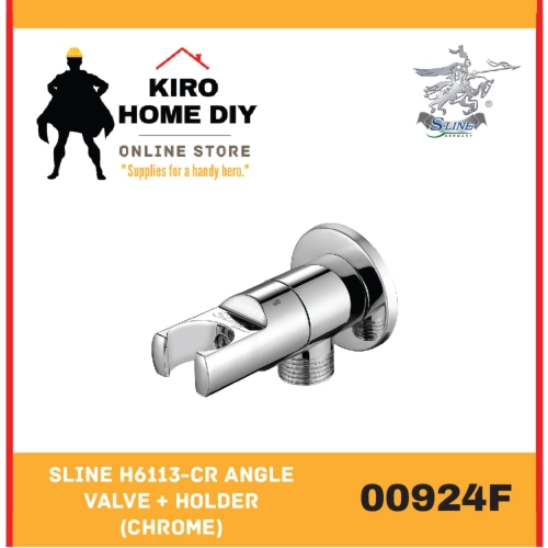 SLINE H6113-CR Angle Valve + Holder (Chrome) - 00924F