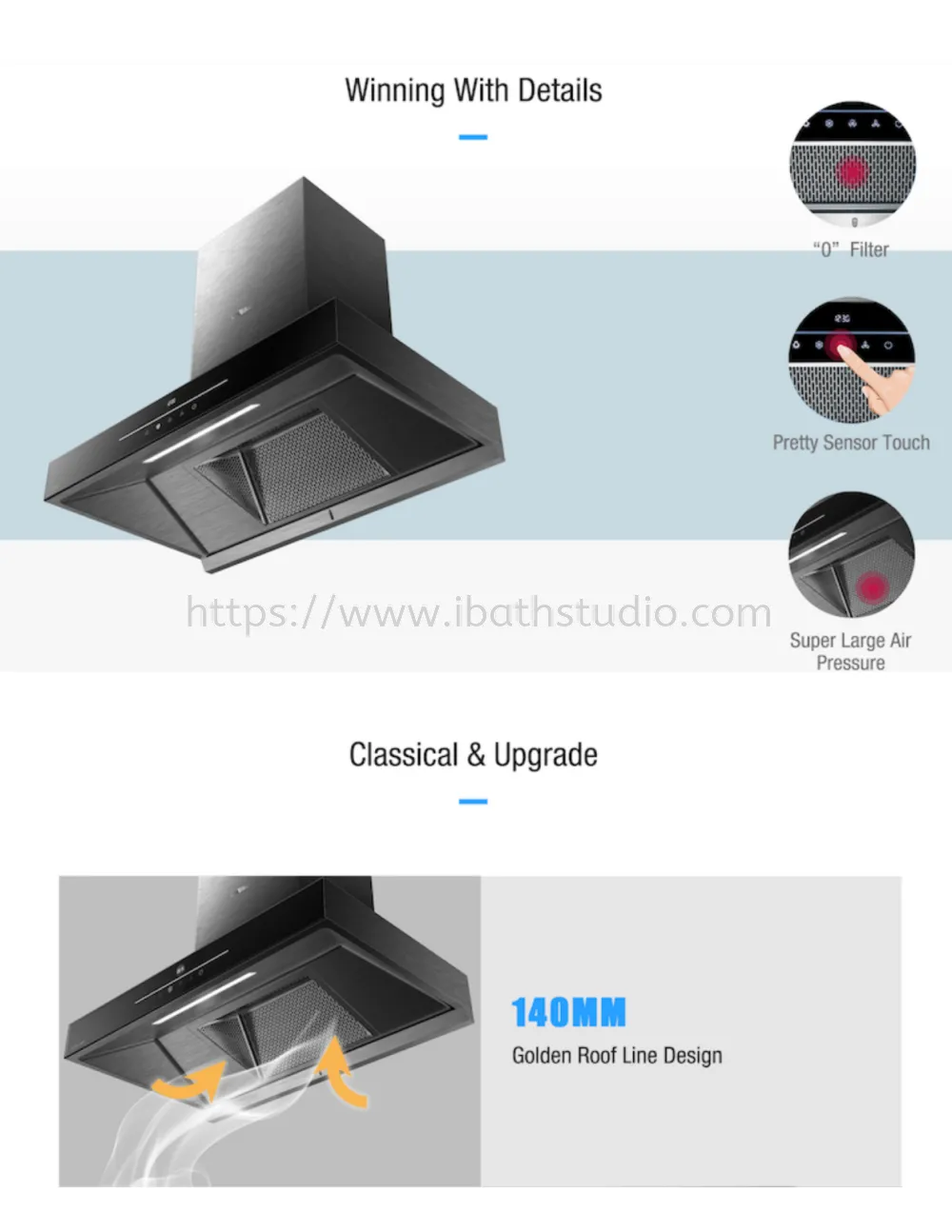 DE&E HT983 90cm Chimney Hood