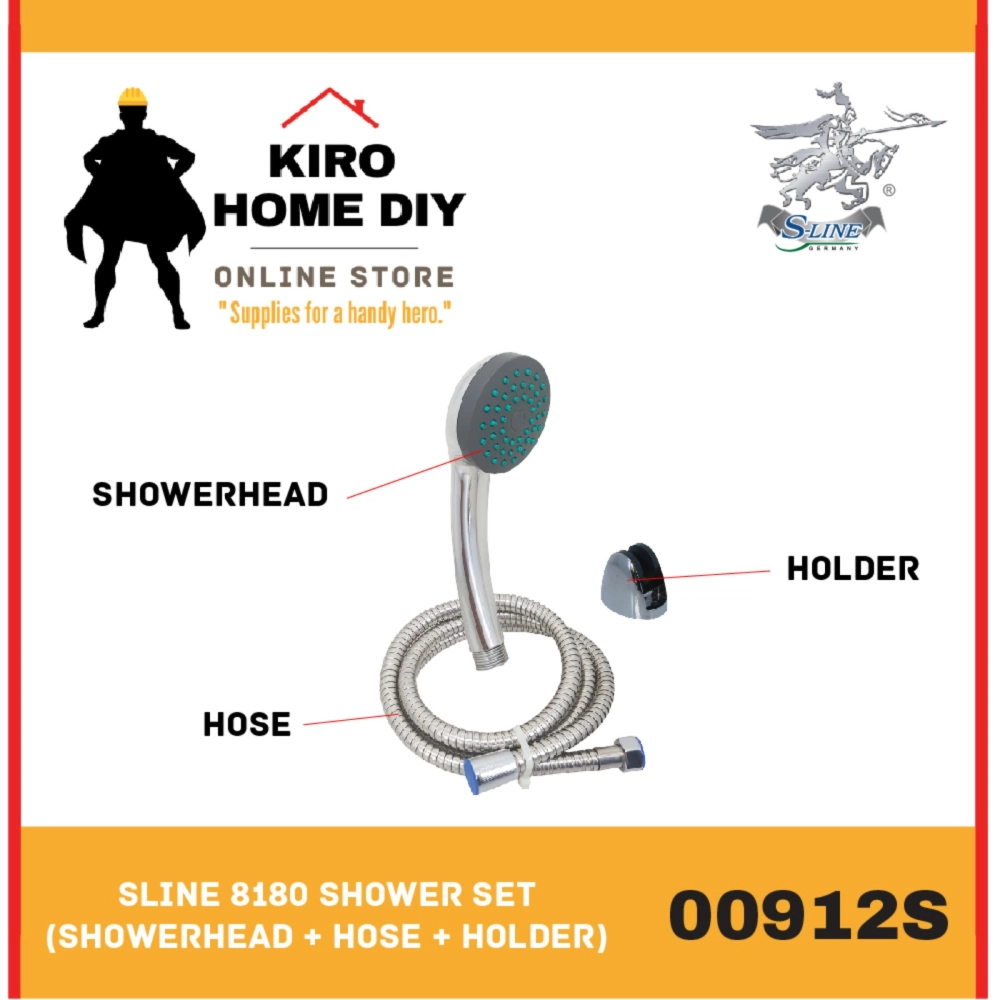 SLINE 8180 Shower Set (Showerhead + Hose + Holder) - 00912S