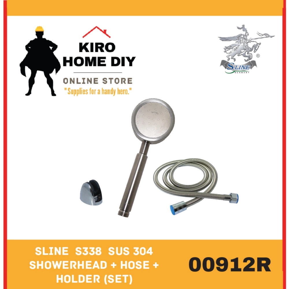 SLINE  S338  SUS 304  Showerhead + Hose + Holder (Set) - 00912R