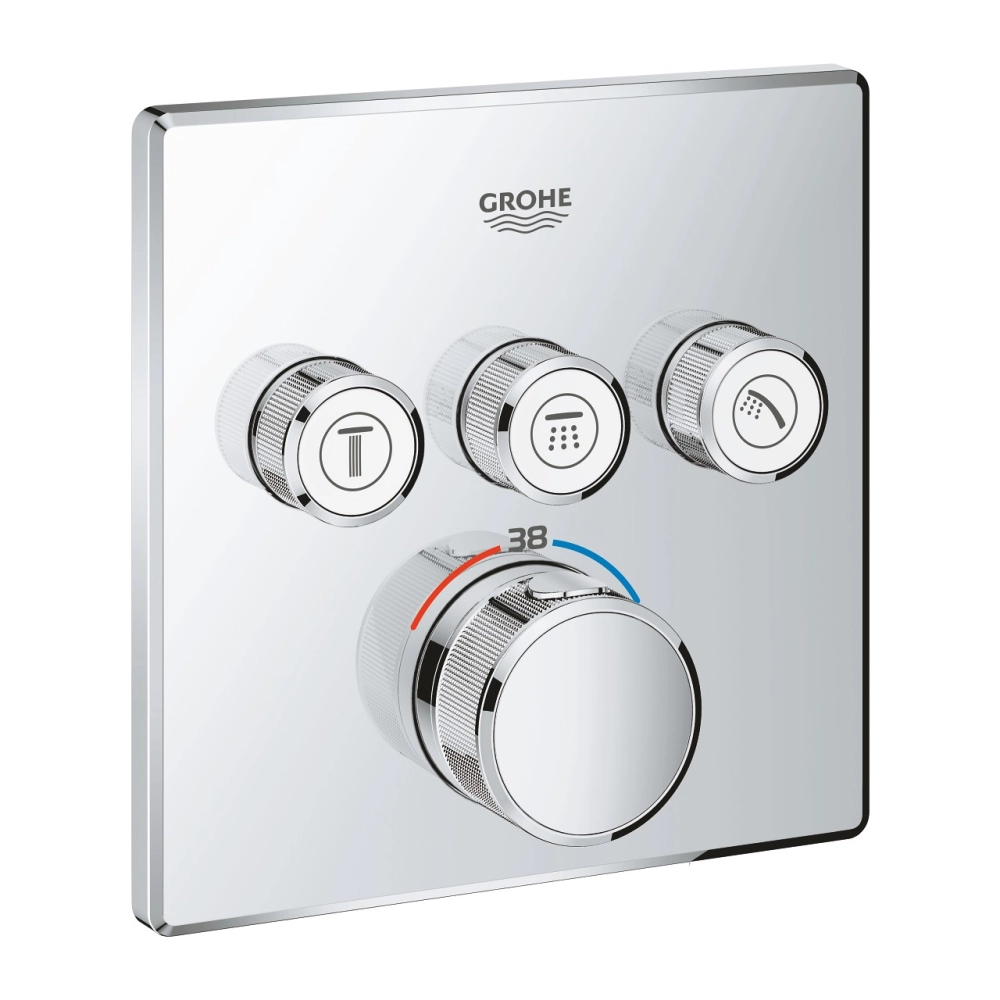 29126000 + 35600000 Grohtherm SmartControl Thermostat for concealed installation with 3 valves + Rapido SmartBox Universal rough-in box