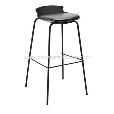 HIGH BARSTOOL CHAIR WITH 4 LEGGED EPOXY BLACK METAL BASE