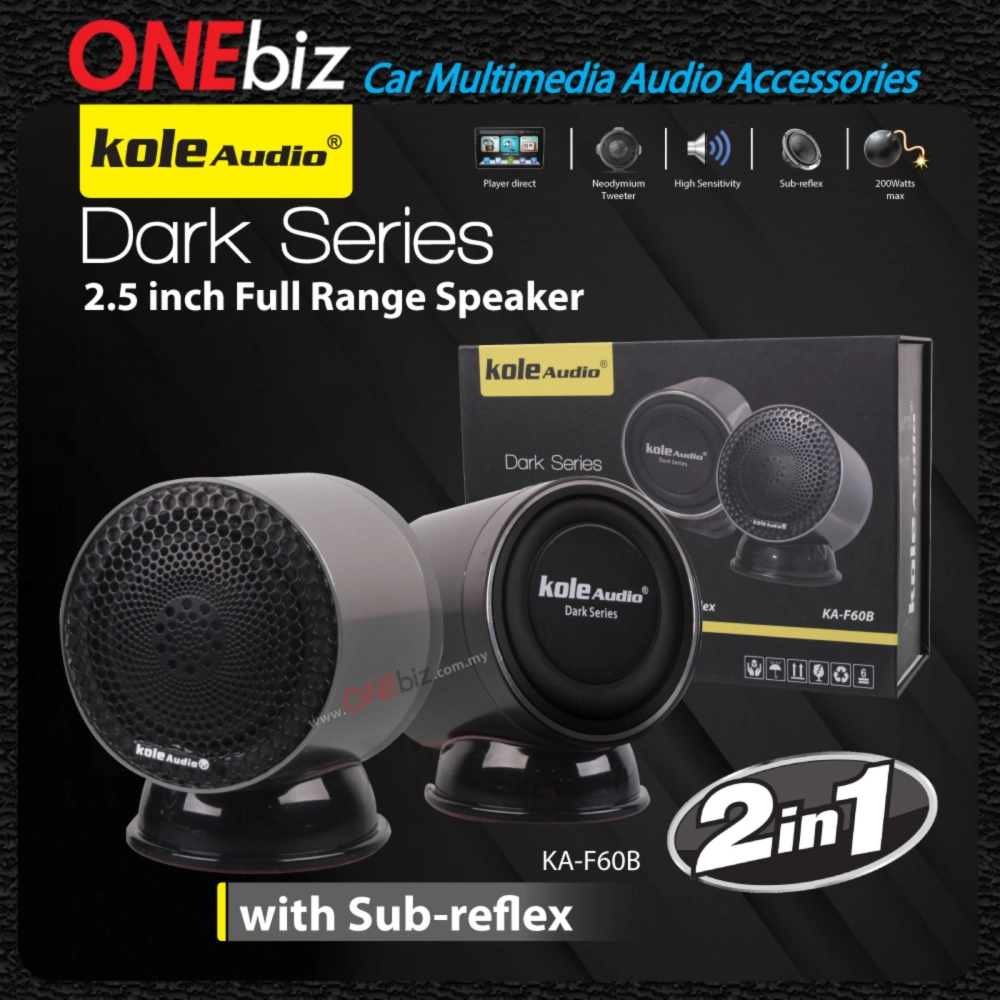 Kole Audio Dark Series 2.5 inch Full Range Speaker  3in1 & 2in1 KA-F80B / KA-F60B