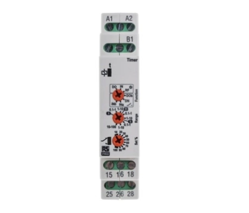 102-6123 - RS PRO DPDT Time Delay Relay, 12 → 230V ac/dc, DIN Rail Mount