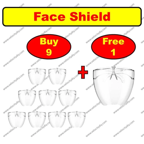 （口罩面罩）Hard Full Face Shield Transparent Face Mask Anti-fogging Penutup Muka Dan Mulut buy 9 free 1