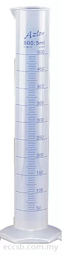 Measuring Cylinder Plastic, Blue Graduations, Hexagonal Base (Brand: AZLON)