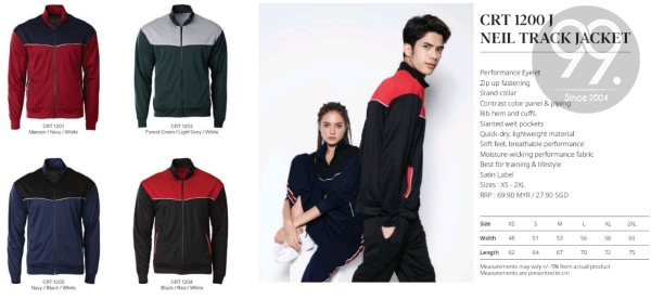 Neil Track Jacket CRT1200 Jacket Apparel Ready Make Products Selangor, Malaysia, Kuala Lumpur (KL), Kajang Uniform, Manufacturer, Supplier, Supply | 99 Uniform Factory Sdn Bhd
