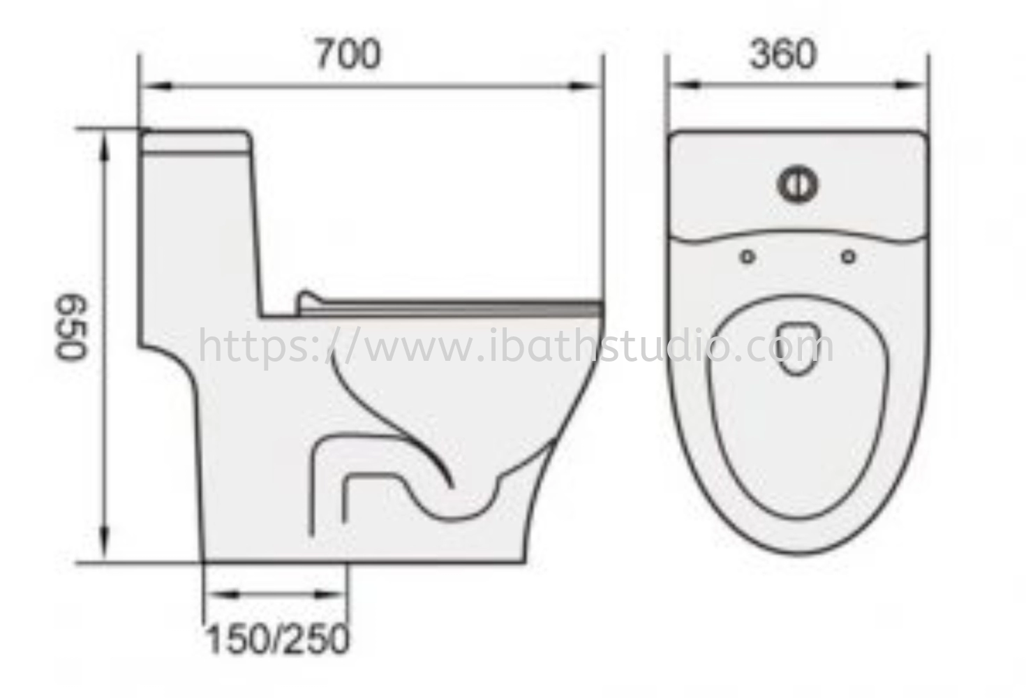 LIVINOX LWC-1020-150 / LWC-1020-250. One Piece Water Closet