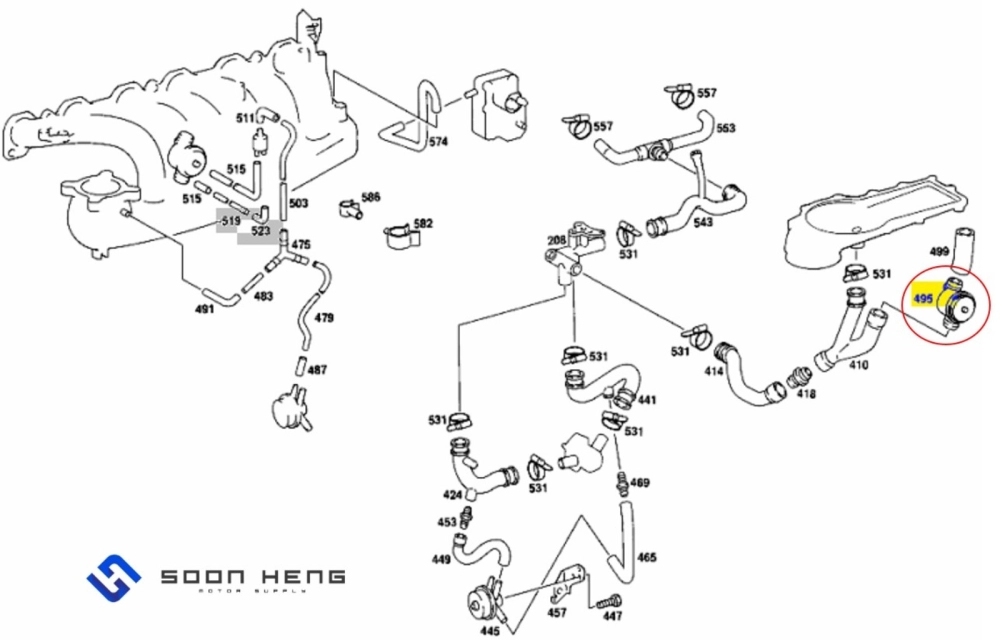 Mercedes-Benz with Engine M102 and M110 - Thrust Cut Off Valve (Original MB)