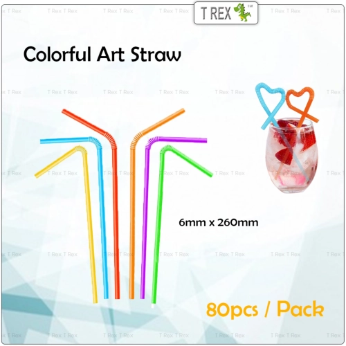 80pcs Colourful Art Straw 6mm x 260mm