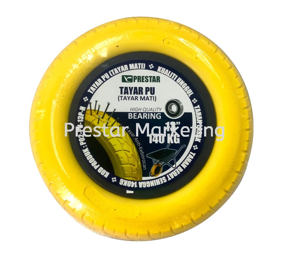 PRESTAR 13" HEAVY DUTY PU WHEEL WITH BLACK PLASTIC RIM