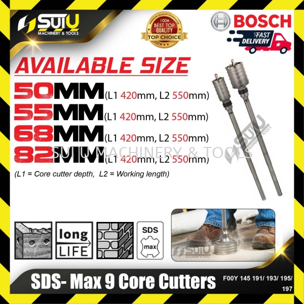 BOSCH F00Y145191/ 193/ 195/ 197 SDS-Max 9 Core Cutter (50-82mm) Core Cutter  Accessories Power Tool Kuala Lumpur (KL), Malaysia, Selangor, Setapak Supplier, Suppliers, Supply, Supplies | Sui U Machinery & Tools (M) Sdn Bhd