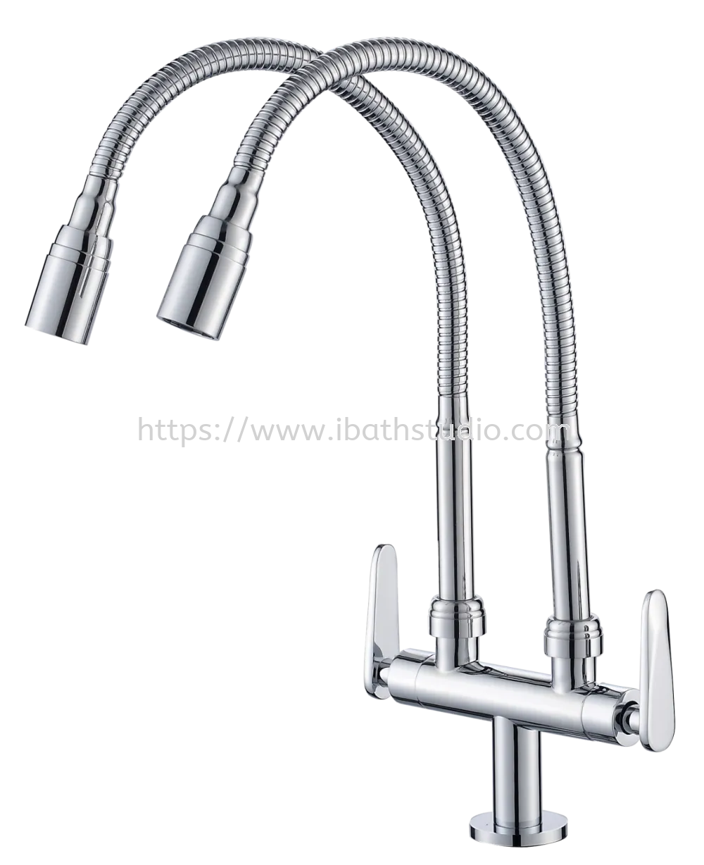 OUTAI OT34046 PILLAR MOUNTED FLEXIBLE COLD TAP (DOUBLE)