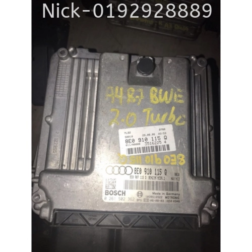 ECU ENGINE CONTROLLER AUDI A4 2.0 BWE TFSI BOSCH 0 261 S02 362,l, 8E0 910 115 Q, 8E0910115Q, 8E0907115D, MED9.1