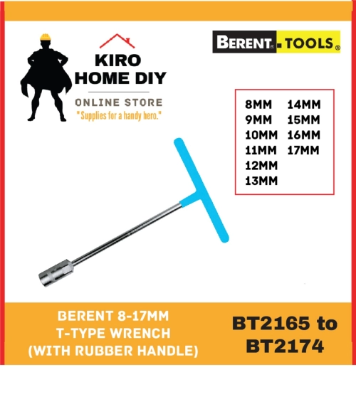 BERENT 8-17mm T-Type Wrench (With Rubber Handle)  - BT2165/ BT2166/ BT2167/ BT2168/ BT2169/ BT2170/ BT2171/ BT2172/ BT2173/ BT2174