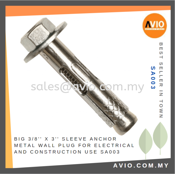 Big 3/8'' X 3'' Sleeve Anchor Metal Wall Plug for Electrical and Construction use SA003 CABLE / POWER/ ACCESSORIES Johor Bahru (JB), Kempas, Johor Jaya Supplier, Suppliers, Supply, Supplies | Avio Digital