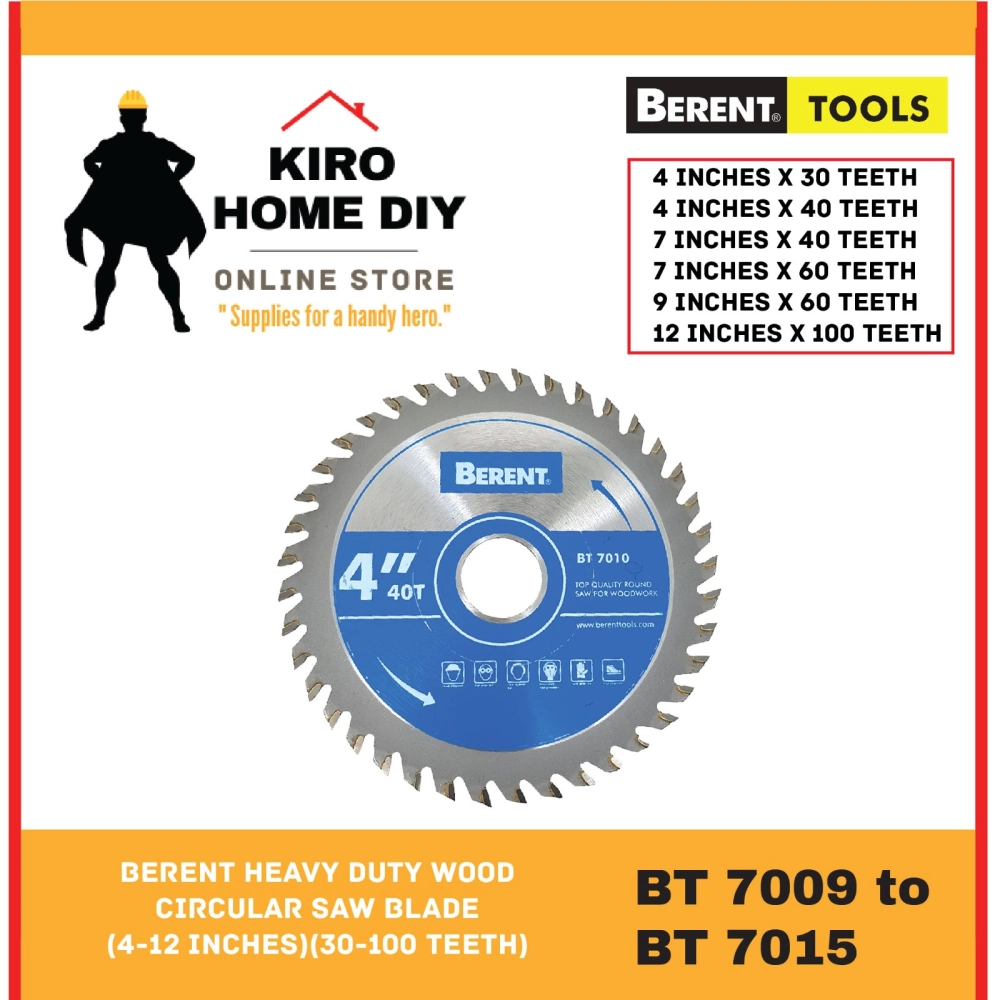 BERENT Heavy Duty Wood Circular Saw Blade (4-12 Inches)(30-100 Teeth) - BT7009, BT7010, BT7011, BT7012, BT7013, BT7015