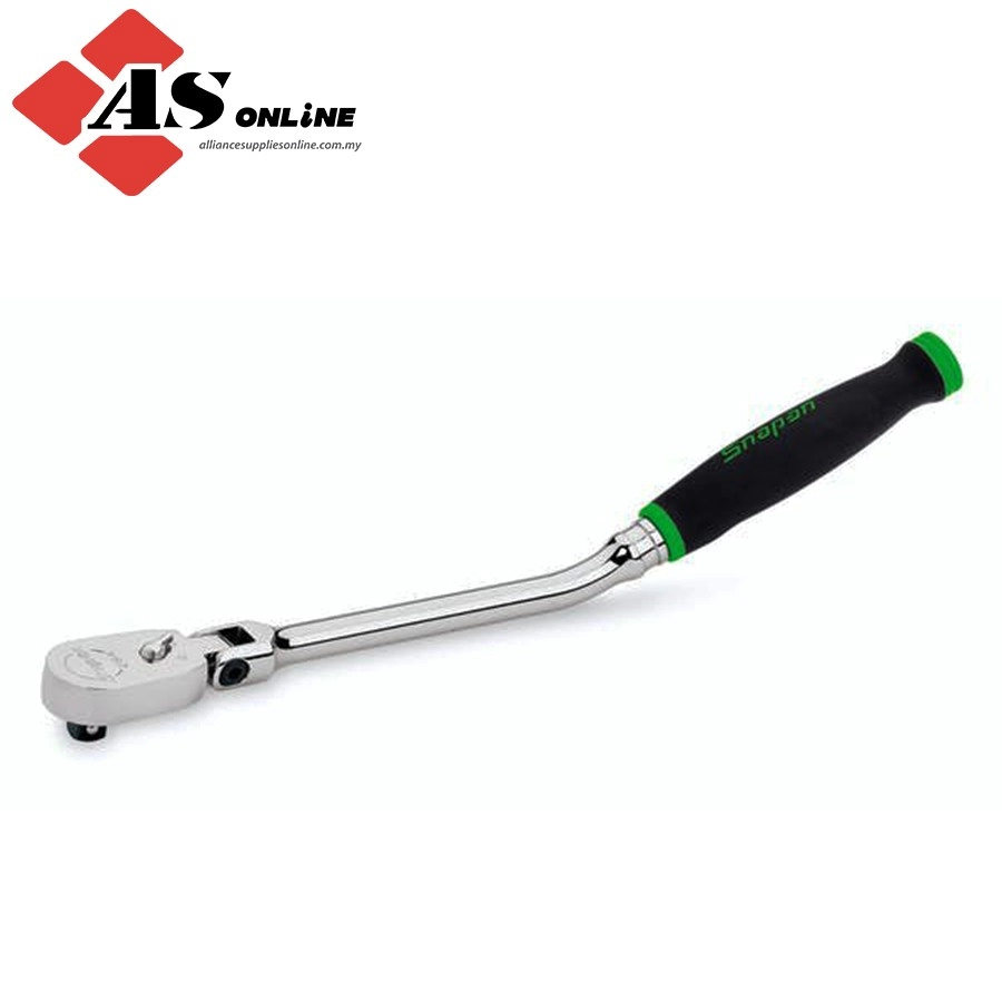 SNAP-ON 3/8" Drive Dual 80 Technology Soft Grip Standard Handle Bent Flex-Head Ratchet (Green) / Model: FHBF80AG