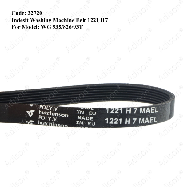 Code: 32720 Rib Belt 1221 H7 Indesit WG 935/826/93T Rib Belt Belting For Washer / Dryer Melaka, Malaysia Supplier, Wholesaler, Supply, Supplies | Adison Component Sdn Bhd