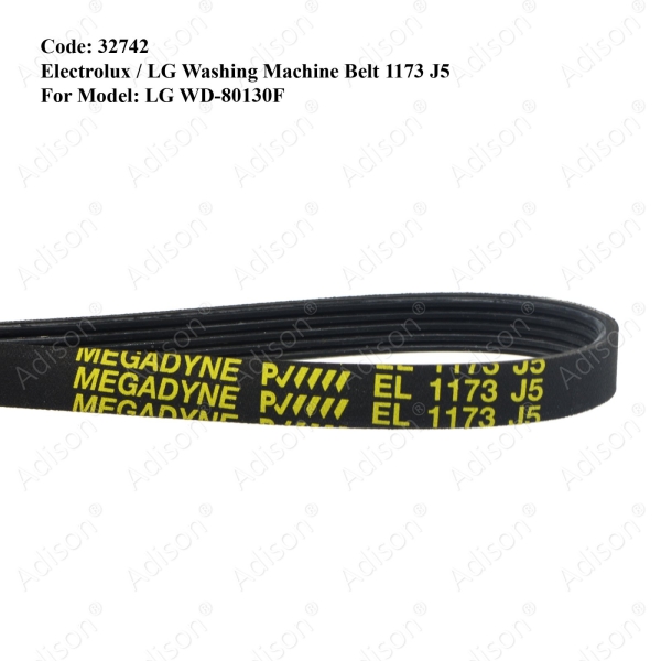 Code: 32742 Rib Belt 1173 J5 Electrolux /LG WD80130F Rib Belt Belting For Washer / Dryer Melaka, Malaysia Supplier, Wholesaler, Supply, Supplies | Adison Component Sdn Bhd