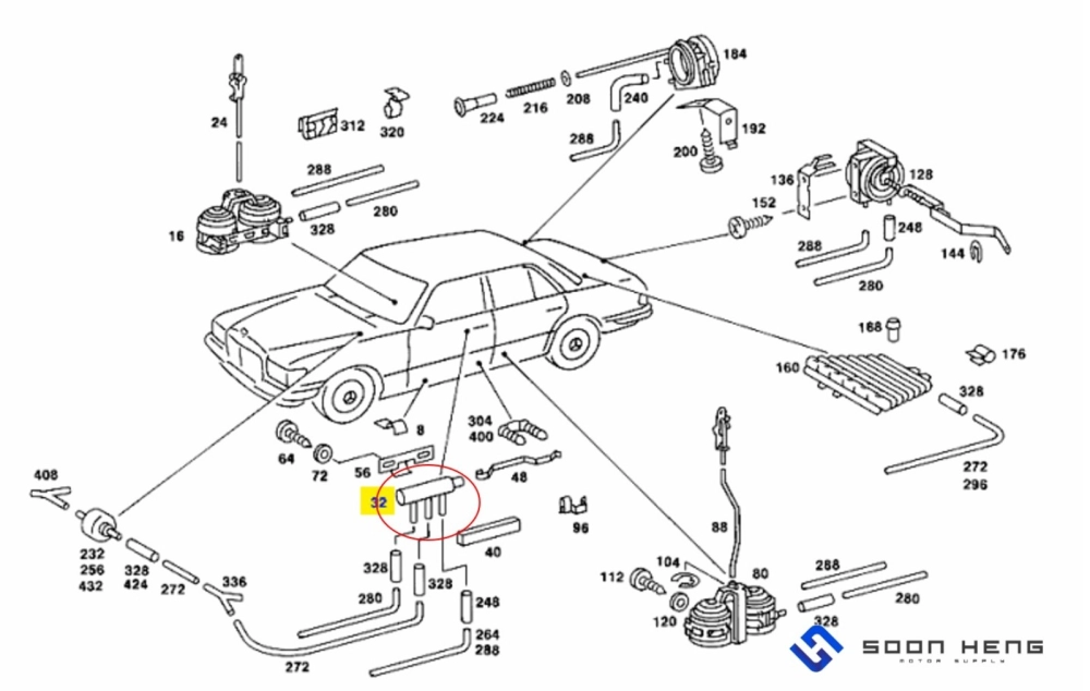 Mercedes-Benz W116, W123, R107, C107, W109 and W100 - Center Locking Mechanism Switch/ Pressure Control Valve (VDO)