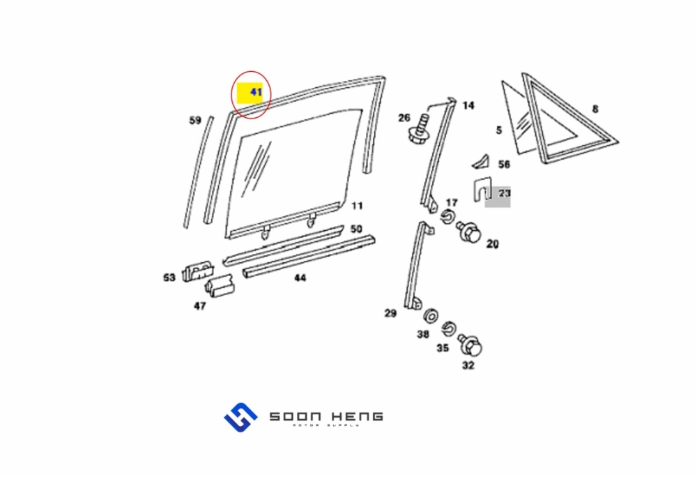 Mercedes-Benz W123 and S123 - Rear Door Window Run/ Rubber Seal (Original MB)