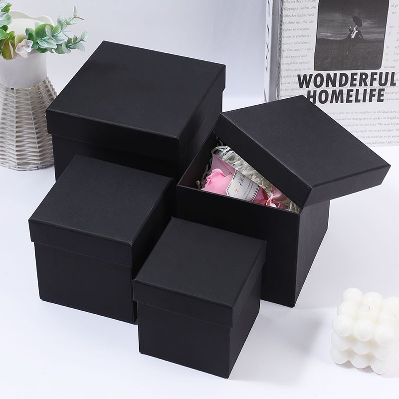 Black Colour Gift Box Square Size Premium Gifts Packaging Selangor ...
