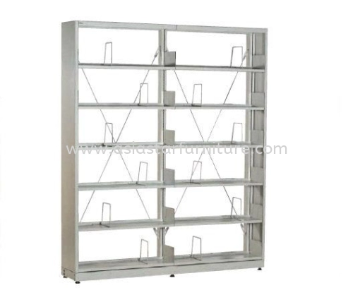 STEEL LIBRARY SHELVING SINGLE SIDED DOUBLE BAY