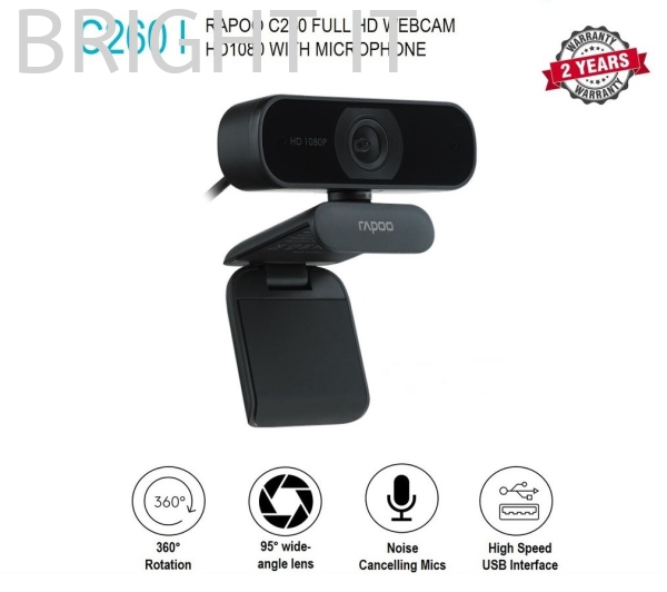 Rapoo C260 Full HD Webcam With Microphone Rapoo Computer Accessories Product Melaka, Malaysia, Batu Berendam Supplier, Suppliers, Supply, Supplies | BRIGHT IT SALES & SERVICES