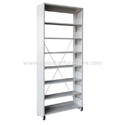 STEEL LIBRARY SHELVING SINGLE SIDED WITH 7 SHELVING 