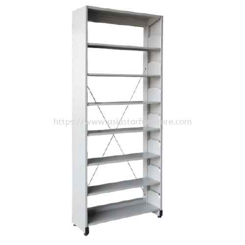 STEEL LIBRARY SHELVING SINGLE SIDED WITH 7 SHELVING 