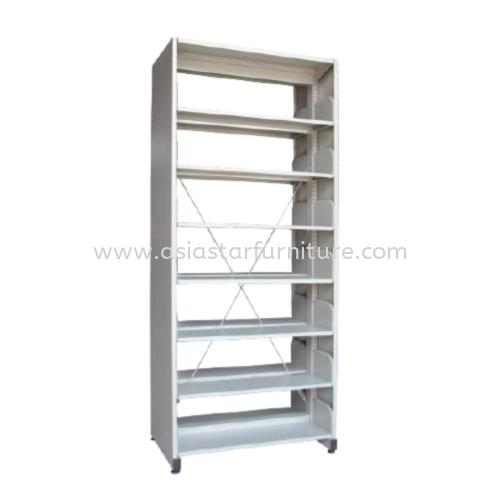 STEEL LIBRARY SHELVING DOUBLE SIDED WITH 7 SHELVING 