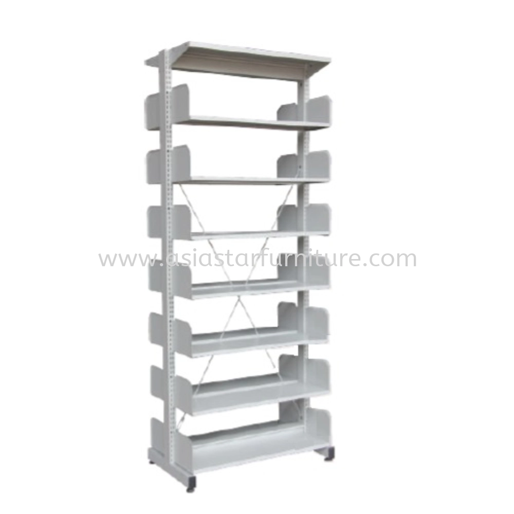 STEEL LIBRARY SHELVING DOUBLE SIDED WITH 7 SHELVING 