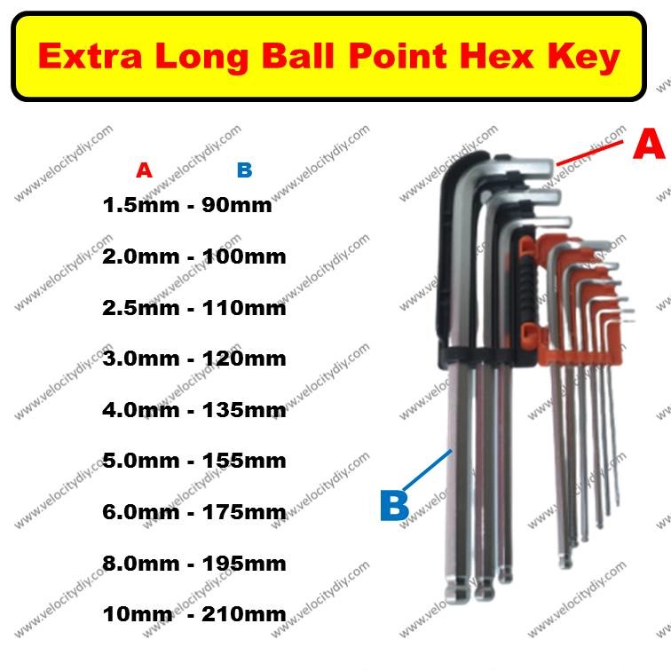 特长六角曲匙）Allen Wrench Set Hex Key Set Long Arm Ball End Hex Wrench Set Metric  Set Of 9 Pieces Mm Size Allen Key （工业工具）Industrial Tools Allen Key Johor  Bahru (Jb), Malaysia, Skudai Supplier,