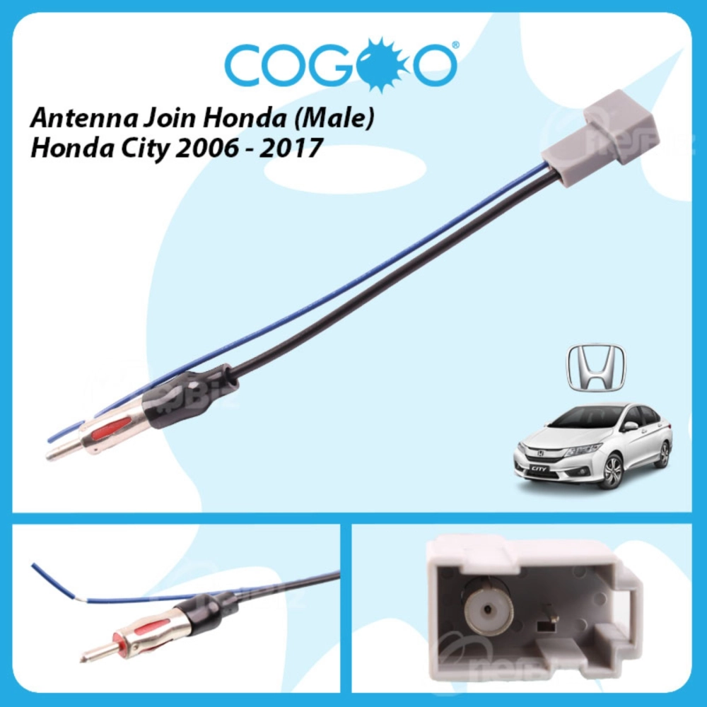 COGOO Antenna Join Socket Honda City 2006-2017 / CRV 2013-2017 / HRV 2014-2017 / Civic 2012-2017 / Accord 2009 / Jazz 2009 / CRZ / Insight (Male) - CG-AJM-HD01