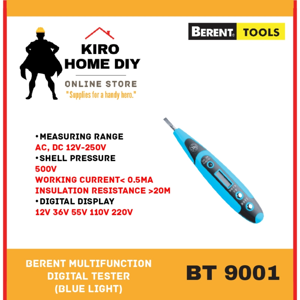 BERENT Multifunction Digital Tester (Blue Light) - BT9001 Selangor,  Malaysia, Kuala Lumpur (KL), Shah Alam Supplier, Suppliers, Supply,  Supplies | Kiro Home DIY Sdn Bhd