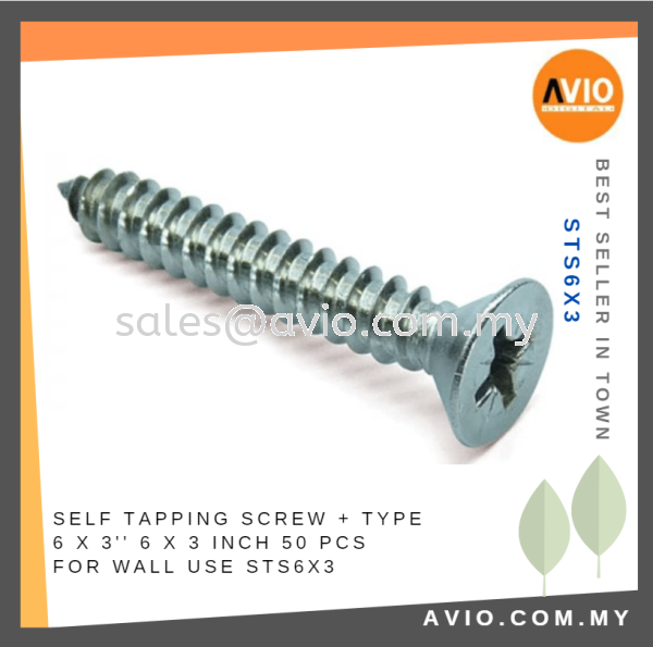 Self Tapping Screw + Type 6 x 3 Inch 6x3 6 X 3 50 Pcs for Wall Electrical and Construction use STS6X3 CABLE / POWER/ ACCESSORIES Johor Bahru (JB), Kempas, Johor Jaya Supplier, Suppliers, Supply, Supplies | Avio Digital
