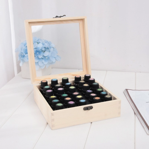 15ml Essential oil wooden box with 30 divided compartment