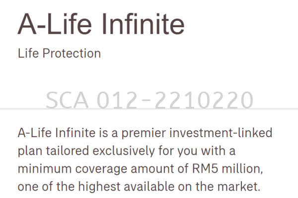A-Life Infinite  Life Insurance / Total Permanent Disable Personal Insurance Selangor, Malaysia, Kuala Lumpur (KL), Puchong Package | Success Creation Agency