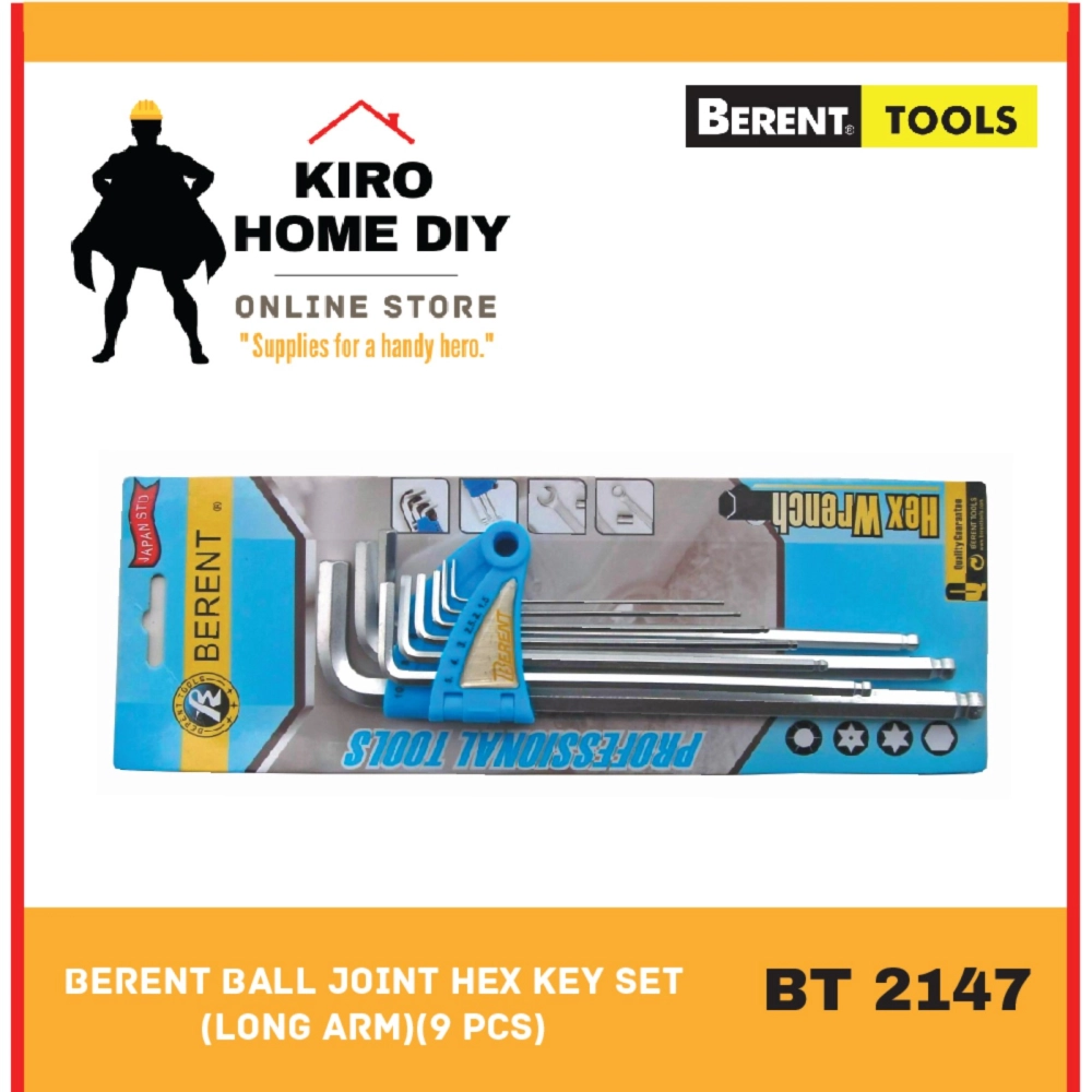 BERENT Ball Joint Hex Key Set (Long Arm)(9 PCS) - BT2147