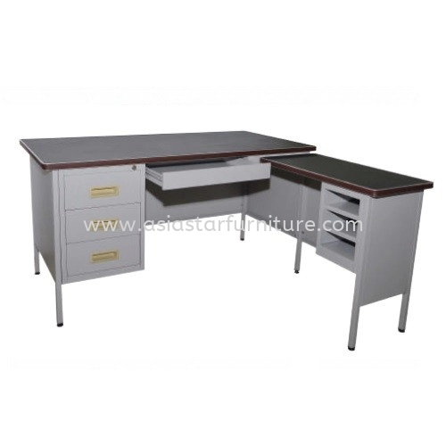 STEEL DOUBLE PEDESTAL DESK WITH SIDE TABLE - A101/LT