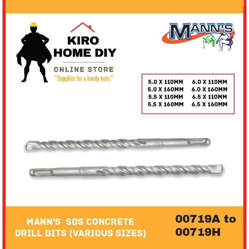 MANN'S  SDS Concrete Drill Bits (Various Sizes) - 00719A/ 00719B/ 00719C/ 00719D/ 00719E/ 00719F/ 00719G/ 00719H