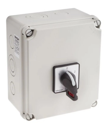 860-9554 - RS PRO 2 Pole Enclosed Changeover Switch - 25 A Maximum Current, 15 kW Power Rating, IP65