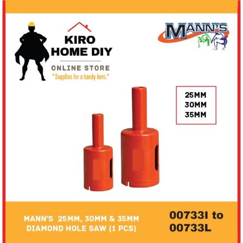 MANN'S  25mm, 30mm & 35mm Diamond Hole Saw (1 PCS) - 00733I/ 00733K/ 00733L